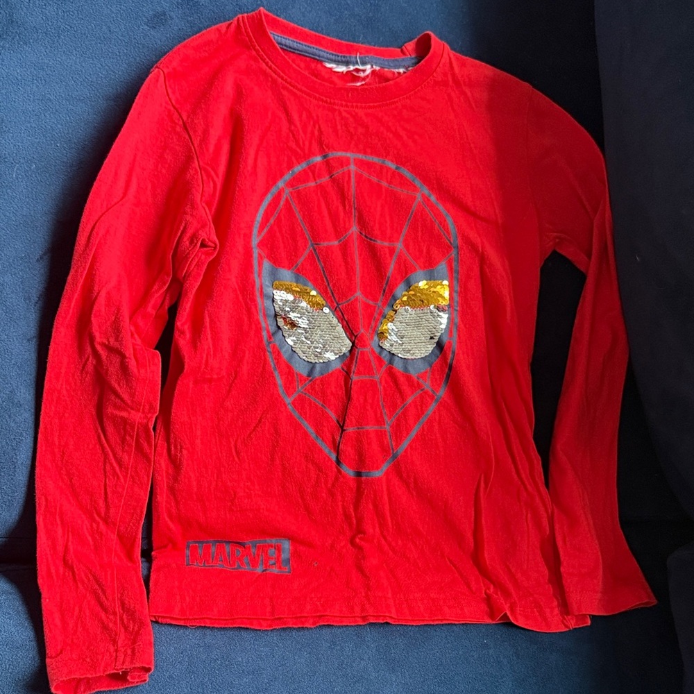 Marvel Red Spider-Man Sequin Kids Long Sleeve Tee